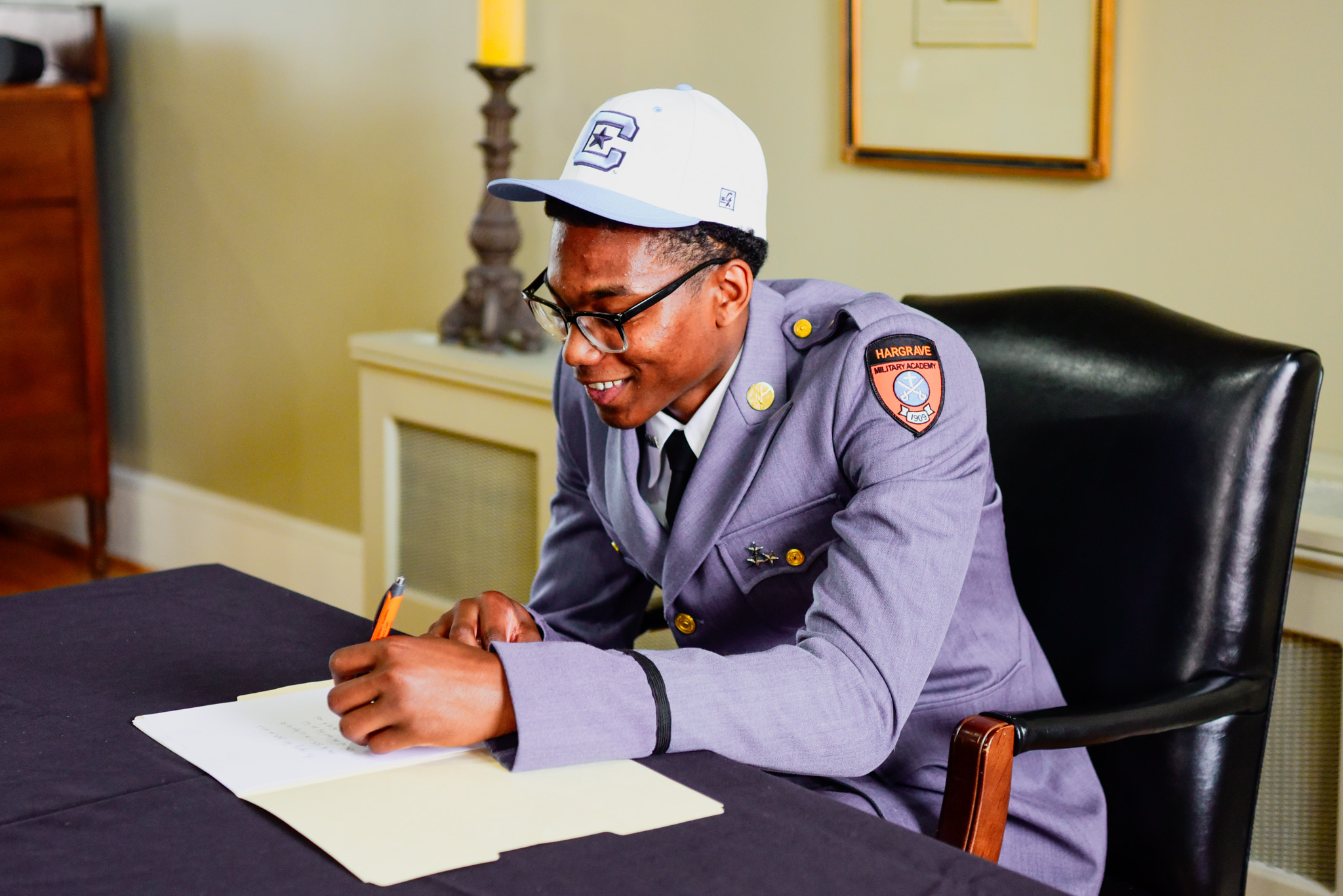 Hargrave cadet with college representatives